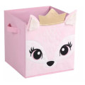 Adorable 3D Animal Design Applique Processed Velvet Fabric Foldable Toy Storage Box